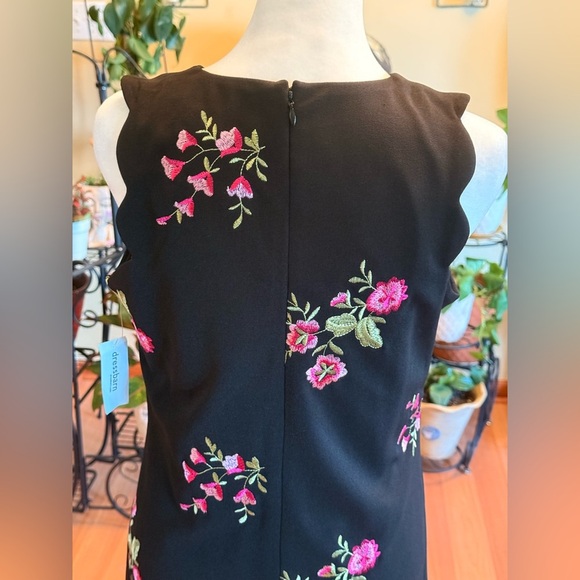 NWT Jones Studio Dressbarn Women's Sz 2 Black Floral Casual Embroidered Dress - Picture 7 of 14